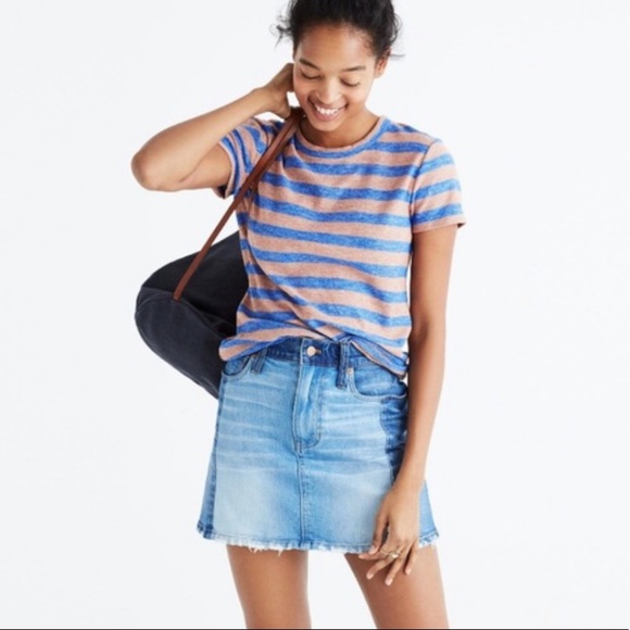 Madewell Tops - Madewell || Blue and Brown Striped T-shirt